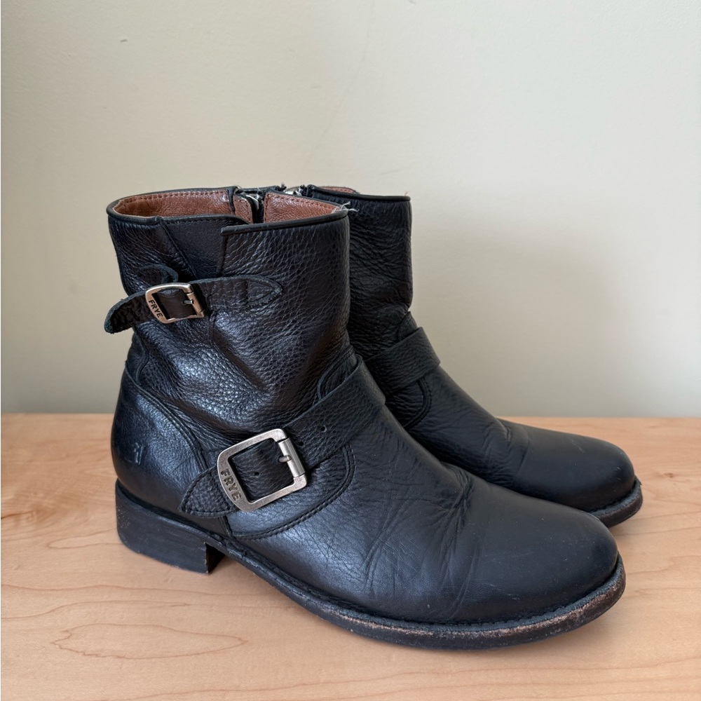 FRYE Women’s Leather Black Motorcycle Boot 8.5